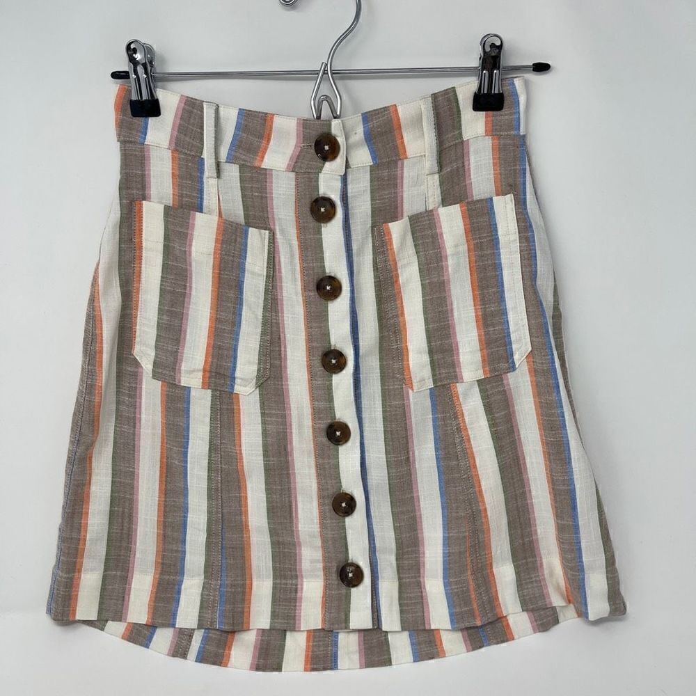 Show Me Your Mumu Womens Tan Knee Length Button Pocket A Line Skirt Small NWT